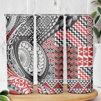 Aotearoa Maori Rugby Tribal Tattoo Skinny Tumbler Kowhaiwhai Taniko Patchwork Motifs LT9 - Polynesian Pride
