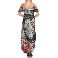 Aotearoa Maori Rugby Tribal Tattoo Summer Maxi Dress Kowhaiwhai Taniko Patchwork Motifs