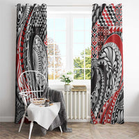 Aotearoa Maori Rugby Tribal Tattoo Window Curtain Kowhaiwhai Taniko Patchwork Motifs