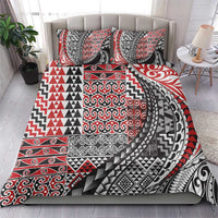 Aotearoa Maori Tribal Tattoo Bedding Set Kowhaiwhai Taniko Patchwork Motifs