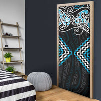 Blue Aotearoa Tukutuku Manawa Tapu Door Cover Ta Moko Toi Maori - Polynesian Pride