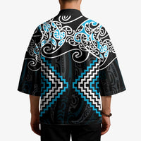 Blue Aotearoa Tukutuku Manawa Tapu Kimono Ta Moko Toi Maori - Polynesian Pride