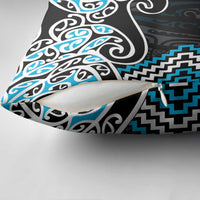 Blue Aotearoa Tukutuku Manawa Tapu Pillow Cover Ta Moko Toi Maori - Polynesian Pride