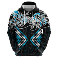 Blue Aotearoa Tukutuku Manawa Tapu Zip Hoodie Ta Moko Toi Maori LT9 - Polynesian Pride