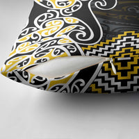 Gold Aotearoa Tukutuku Manawa Tapu Pillow Cover Ta Moko Toi Maori - Polynesian Pride