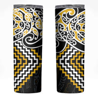 Gold Aotearoa Tukutuku Manawa Tapu Skinny Tumbler Ta Moko Toi Maori LT9 Gold - Polynesian Pride
