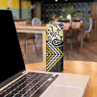 Gold Aotearoa Tukutuku Manawa Tapu Skinny Tumbler Ta Moko Toi Maori LT9 - Polynesian Pride