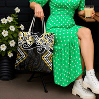 Gold Aotearoa Tukutuku Manawa Tapu Tote Bag Ta Moko Toi Maori - Polynesian Pride