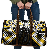 Gold Aotearoa Tukutuku Manawa Tapu Travel Bag Ta Moko Toi Maori - Polynesian Pride