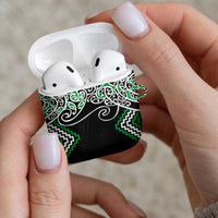 Green Aotearoa Tukutuku Manawa Tapu AirPods Case Ta Moko Toi Maori LT9 - Polynesian Pride