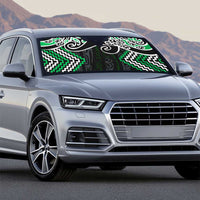 Green Aotearoa Tukutuku Manawa Tapu Auto Sun Shade Ta Moko Toi Maori - Polynesian Pride