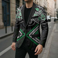 Green Aotearoa Tukutuku Manawa Tapu Blazer Ta Moko Toi Maori - Polynesian Pride