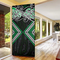 Green Aotearoa Tukutuku Manawa Tapu Door Cover Ta Moko Toi Maori - Polynesian Pride