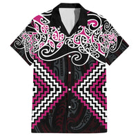 Pink Aotearoa Tukutuku Manawa Tapu Family Matching Tank Maxi Dress and Hawaiian Shirt Ta Moko Toi Maori