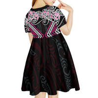 Pink Aotearoa Tukutuku Manawa Tapu Kid Short Sleeve Dress Ta Moko Toi Maori