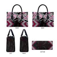 Pink Aotearoa Tukutuku Manawa Tapu Leather Bag Ta Moko Toi Maori - Polynesian Pride