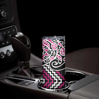 Pink Aotearoa Tukutuku Manawa Tapu Skinny Tumbler Ta Moko Toi Maori LT9 - Polynesian Pride