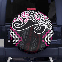 Pink Aotearoa Tukutuku Manawa Tapu Spare Tire Cover Ta Moko Toi Maori