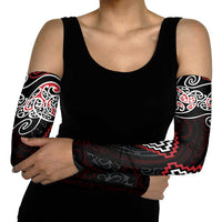Red Aotearoa Tukutuku Manawa Tapu Arm Sleeves Ta Moko Toi Maori - Polynesian Pride