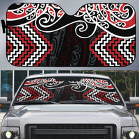 Red Aotearoa Tukutuku Manawa Tapu Auto Sun Shade Ta Moko Toi Maori LT9 Red - Polynesian Pride