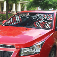 Red Aotearoa Tukutuku Manawa Tapu Auto Sun Shade Ta Moko Toi Maori LT9 - Polynesian Pride