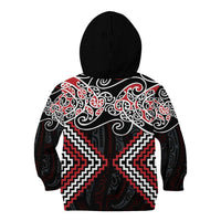 Red Aotearoa Tukutuku Manawa Tapu Kid Hoodie Ta Moko Toi Maori