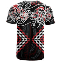 Red Aotearoa Tukutuku Manawa Tapu T Shirt Ta Moko Toi Maori