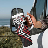 Red Aotearoa Tukutuku Manawa Tapu Tumbler With Handle Ta Moko Toi Maori
