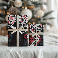 Red Aotearoa Tukutuku Manawa Tapu Wrapping Paper Ta Moko Toi Maori - Polynesian Pride