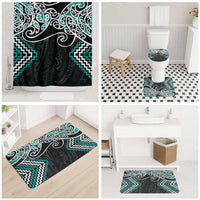 Turquoise Aotearoa Tukutuku Manawa Tapu Bathroom Set Ta Moko Toi Maori - Polynesian Pride