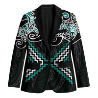 Turquoise Aotearoa Tukutuku Manawa Tapu Blazer Ta Moko Toi Maori - Polynesian Pride