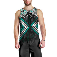 Turquoise Aotearoa Tukutuku Manawa Tapu Men Tank Top Ta Moko Toi Maori