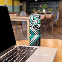 Turquoise Aotearoa Tukutuku Manawa Tapu Skinny Tumbler Ta Moko Toi Maori LT9 - Polynesian Pride