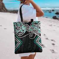 Turquoise Aotearoa Tukutuku Manawa Tapu Tote Bag Ta Moko Toi Maori - Polynesian Pride