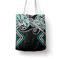 Turquoise Aotearoa Tukutuku Manawa Tapu Tote Bag Ta Moko Toi Maori - Polynesian Pride