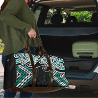 Turquoise Aotearoa Tukutuku Manawa Tapu Travel Bag Ta Moko Toi Maori - Polynesian Pride