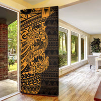 Gold Couple Dolphins Maori Polynesian Style Door Cover - Polynesian Pride