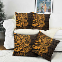 Gold Couple Dolphins Maori Polynesian Style Pillow Cover - Polynesian Pride