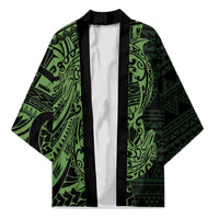 Green Couple Dolphins Maori Polynesian Style Kimono - Polynesian Pride