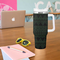 Green Couple Dolphins Maori Polynesian Style Tumbler With Handle