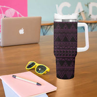 Pink Couple Dolphins Maori Polynesian Style Tumbler With Handle