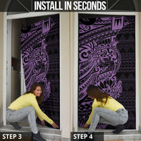 Purple Couple Dolphins Maori Polynesian Style Door Cover - Polynesian Pride