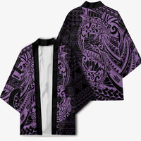 Purple Couple Dolphins Maori Polynesian Style Kimono - Polynesian Pride