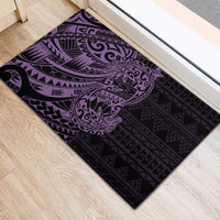 Purple Couple Dolphins Maori Polynesian Style Rubber Doormat
