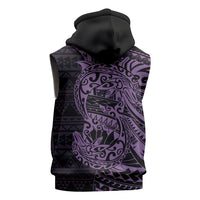 Purple Couple Dolphins Maori Polynesian Style Sleeveless Hoodie - Polynesian Pride