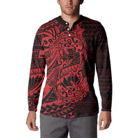Red Couple Dolphins Maori Polynesian Style Button Sweatshirt