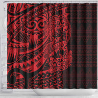Red Couple Dolphins Maori Polynesian Style Shower Curtain