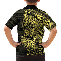 Yellow Couple Dolphins Maori Polynesian Style Hawaiian Shirt