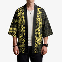 Yellow Couple Dolphins Maori Polynesian Style Kimono - Polynesian Pride