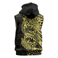 Yellow Couple Dolphins Maori Polynesian Style Sleeveless Hoodie - Polynesian Pride